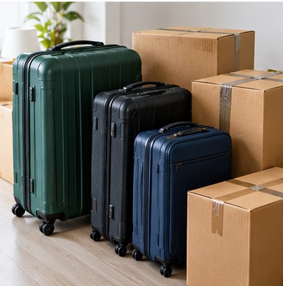 Suitcases And Boxes packed for transport